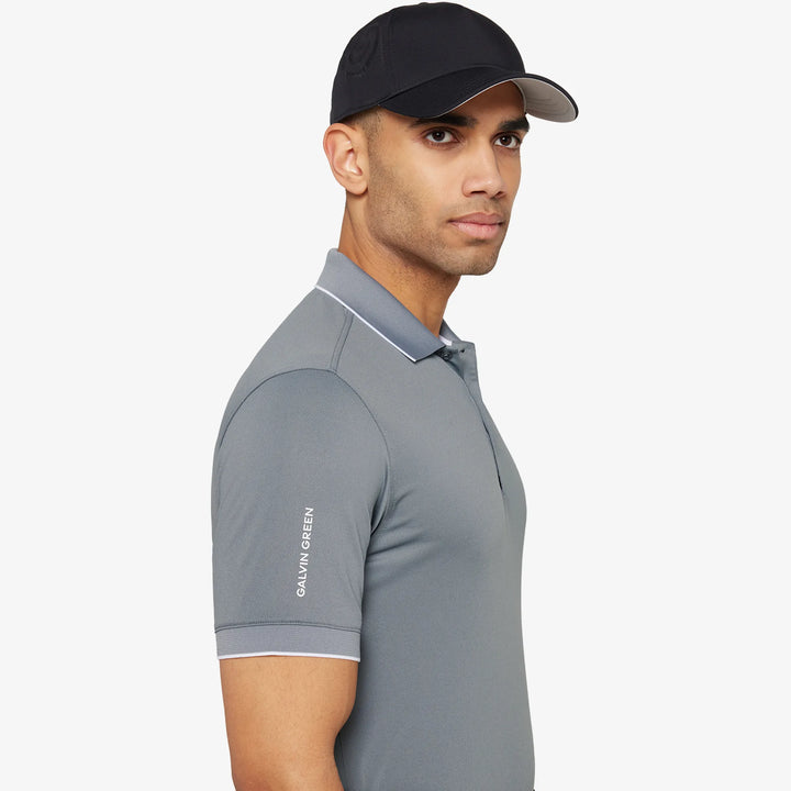 Marty is a Breathable short sleeve golf shirt for Men in the color Sharkskin(3)