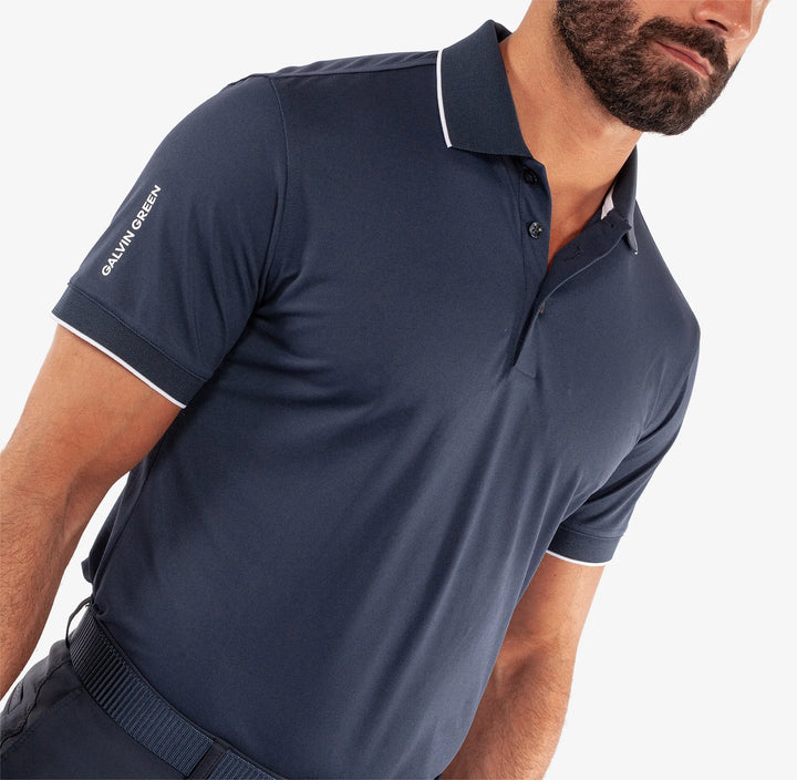 Marty is a Breathable short sleeve golf shirt for Men in the color Navy(3)