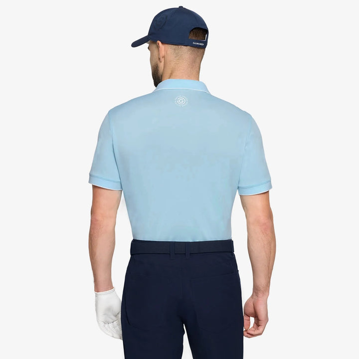 Marty is a Breathable short sleeve golf shirt for Men in the color Crystal Blue(4)