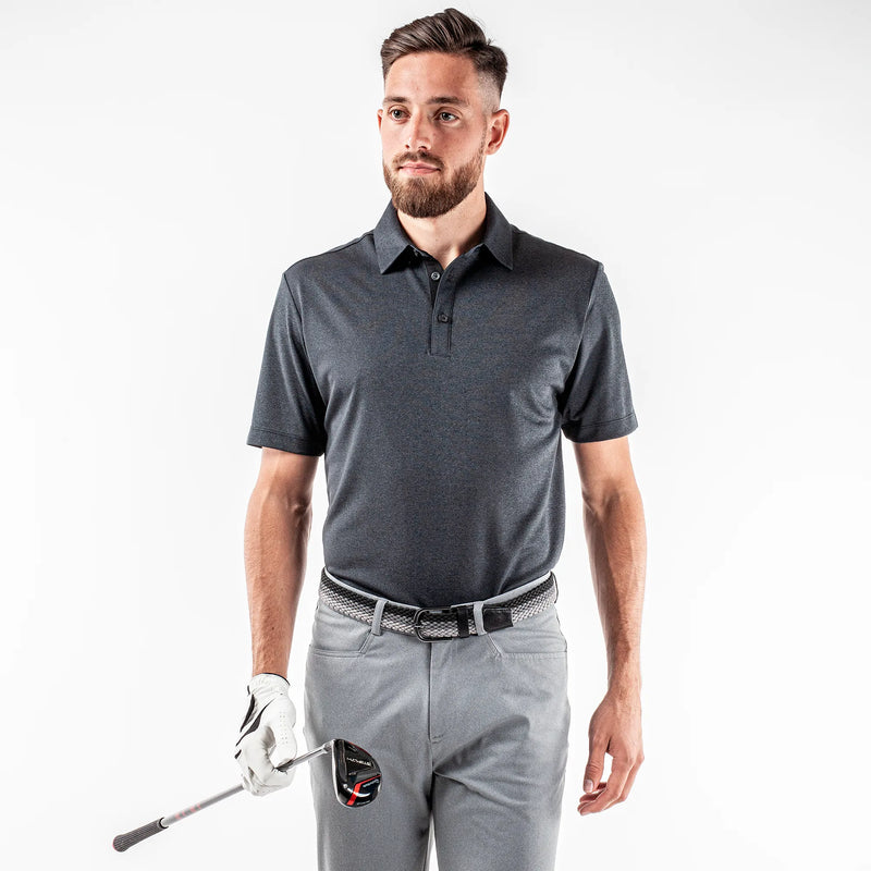 Marv is a Breathable short sleeve golf shirt for Men in the color Black Melange(1)