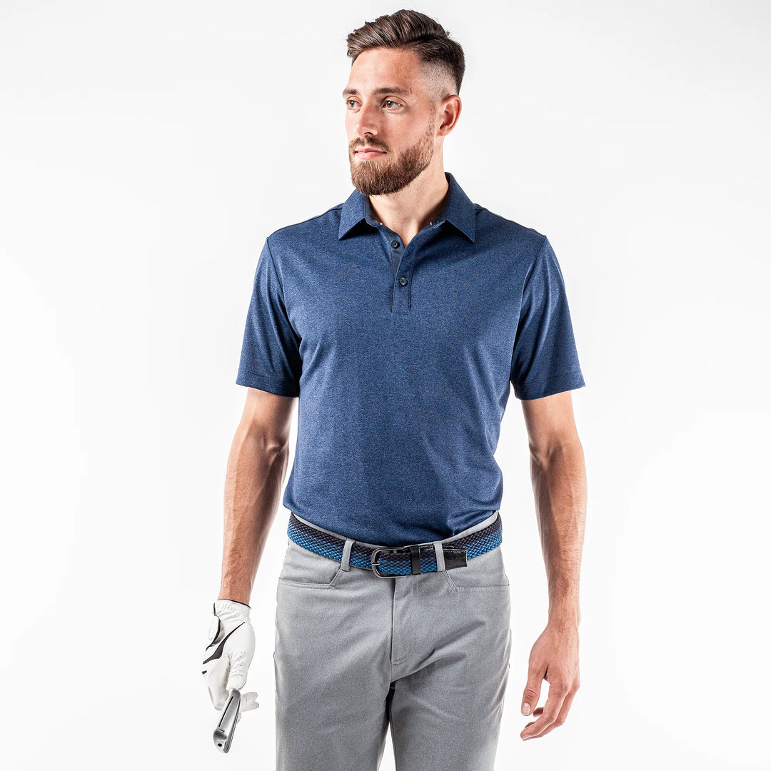 Marv is a Breathable short sleeve golf shirt for Men in the color Navy melange(1)