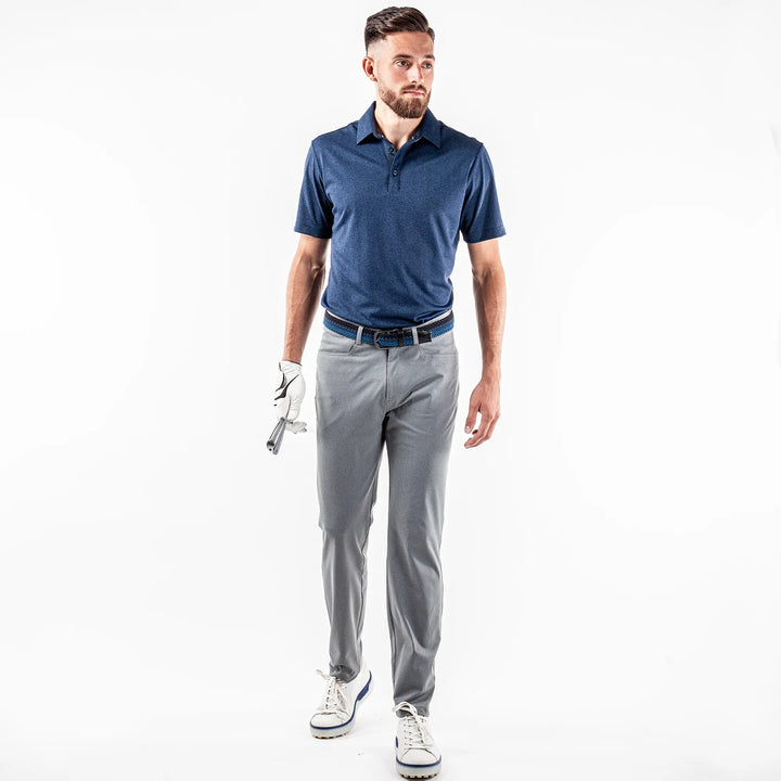 Marv is a Breathable short sleeve golf shirt for Men in the color Navy melange(2)