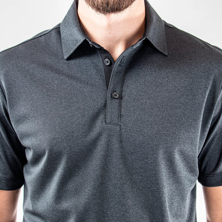 Marv is a Breathable short sleeve golf shirt for Men in the color Black Melange(4)
