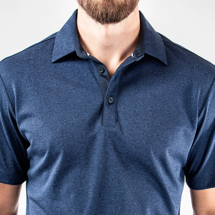 Marv is a Breathable short sleeve golf shirt for Men in the color Navy melange(4)