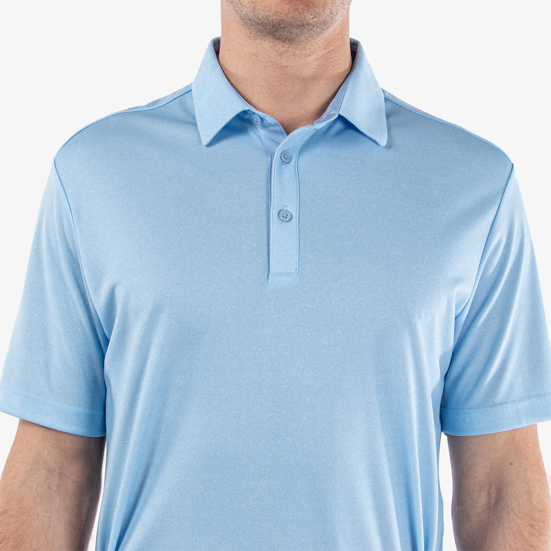 Marv is a Breathable short sleeve golf shirt for Men in the color Crystal Blue Melange(4)