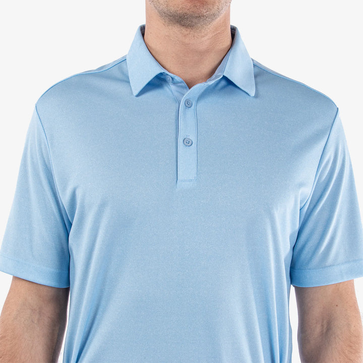 Marv is a Breathable short sleeve golf shirt for Men in the color Crystal Blue Melange(4)