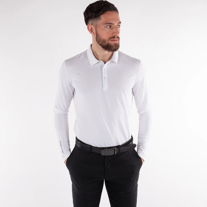 Marwin is a Breathable long sleeve golf shirt for Men in the color White(1)