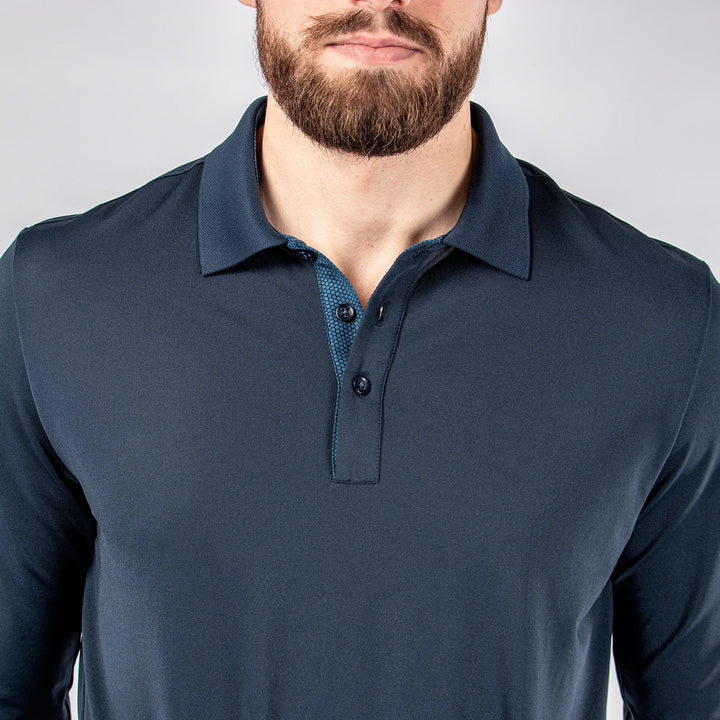 Marwin is a Breathable long sleeve golf shirt for Men in the color Navy(4)