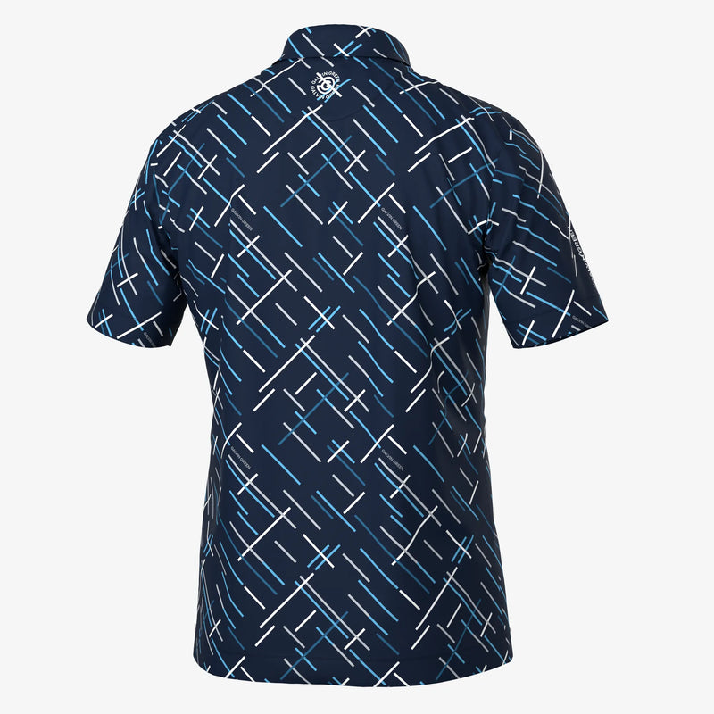 Mathias is a Breathable short sleeve golf shirt for Men in the color Navy/Moonlight Blue(7)