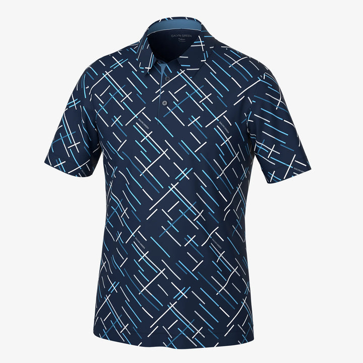 Mathias is a Breathable short sleeve golf shirt for Men in the color Navy/Moonlight Blue(0)