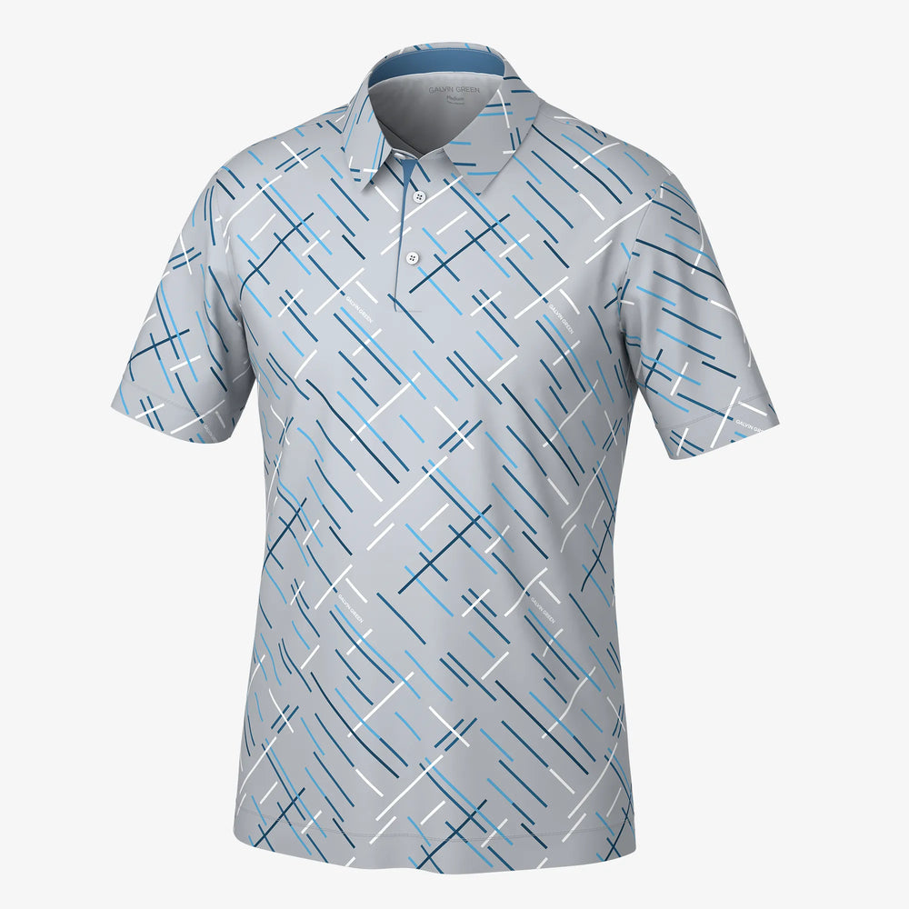 Mathias is a Breathable short sleeve golf shirt for Men in the color Cool Grey/Navy(0)