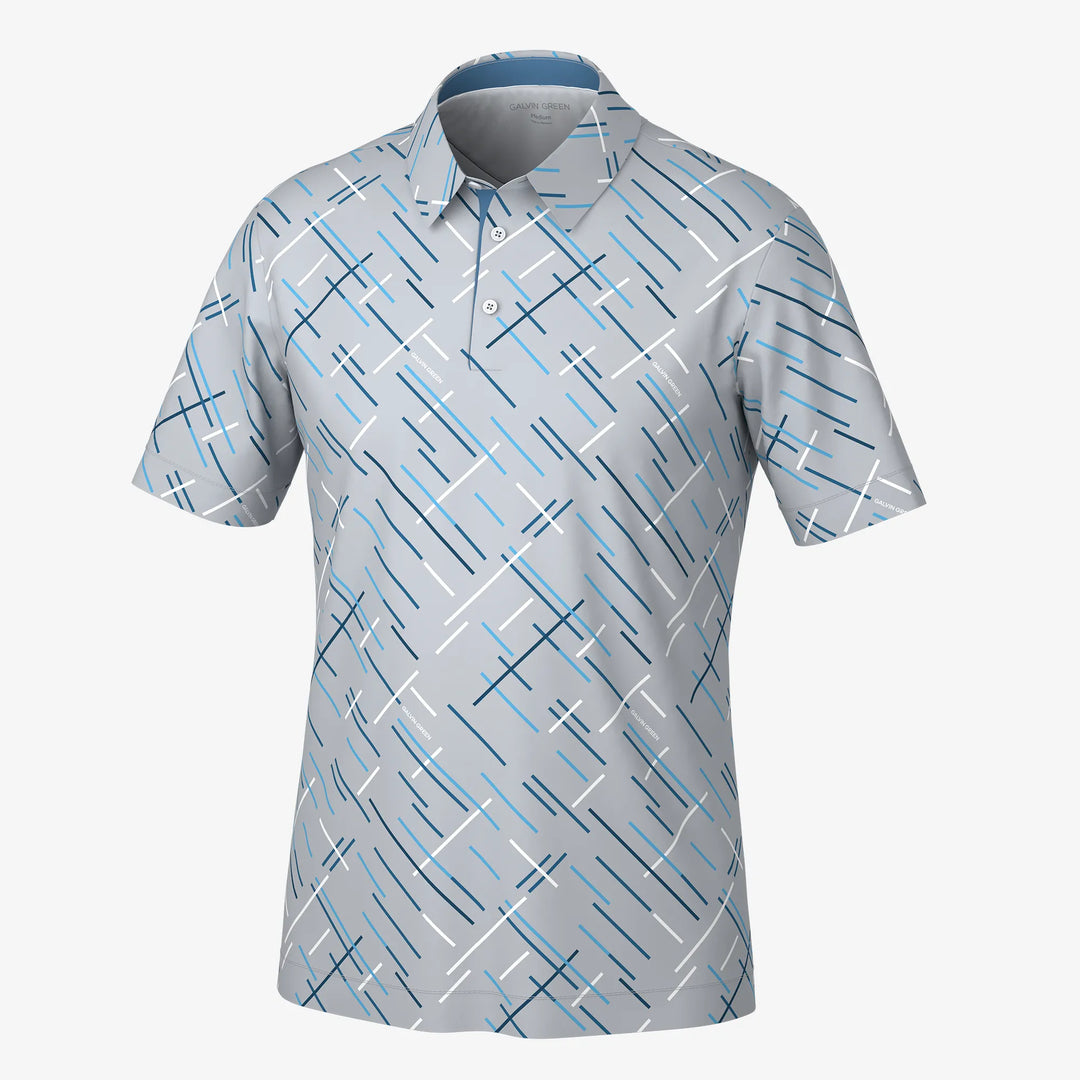 Mathias is a Breathable short sleeve golf shirt for Men in the color Cool Grey/Navy(0)