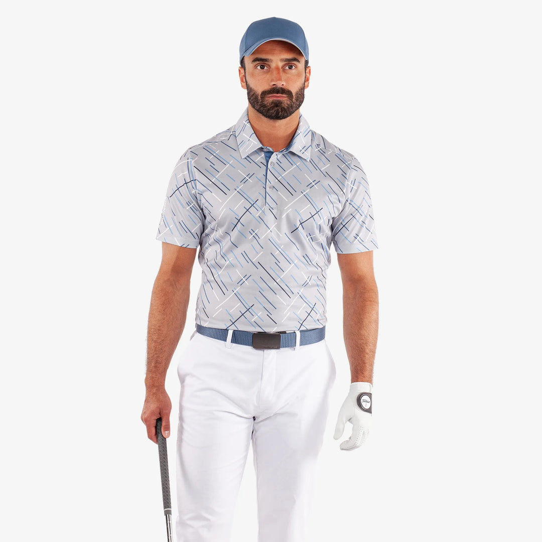 Mathias is a Breathable short sleeve golf shirt for Men in the color Cool Grey/Navy(1)
