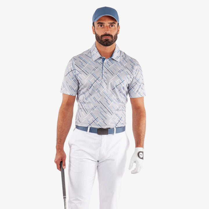 Mathias is a Breathable short sleeve golf shirt for Men in the color Cool Grey/Navy(1)