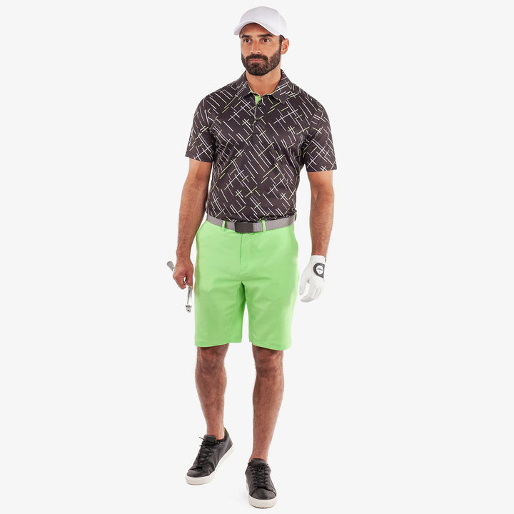 Mathias is a Breathable short sleeve golf shirt for Men in the color Black/Fresh Green(2)