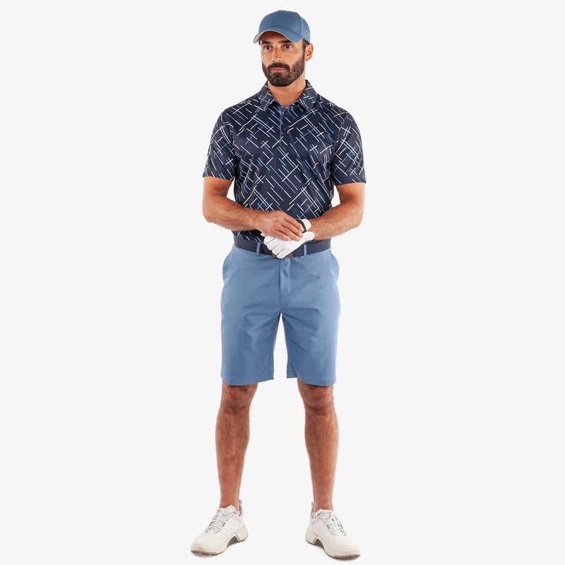 Mathias is a Breathable short sleeve golf shirt for Men in the color Navy/Moonlight Blue(2)