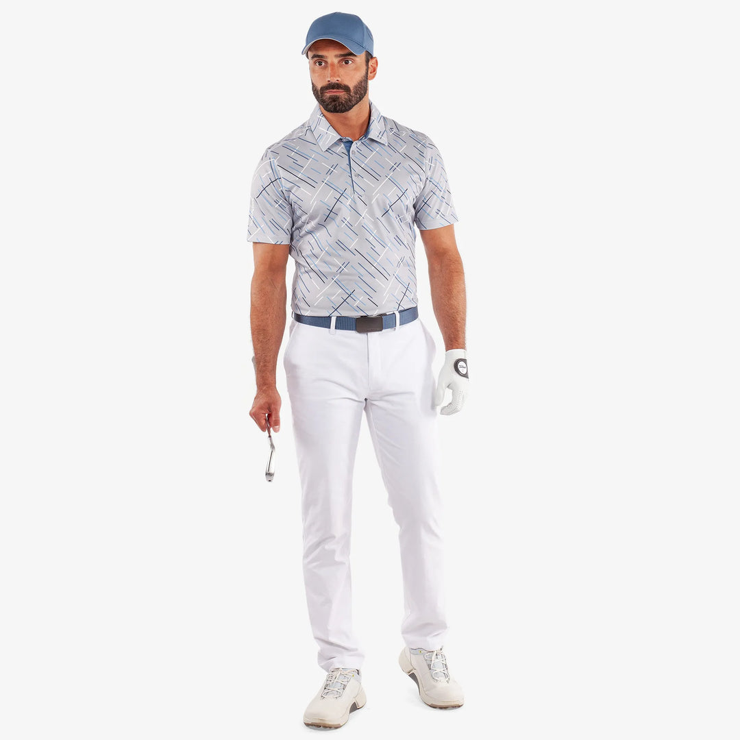 Mathias is a Breathable short sleeve golf shirt for Men in the color Cool Grey/Navy(2)