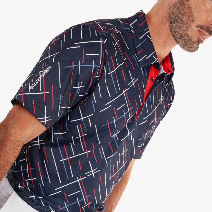 Mathias is a Breathable short sleeve golf shirt for Men in the color Navy/Red(3)