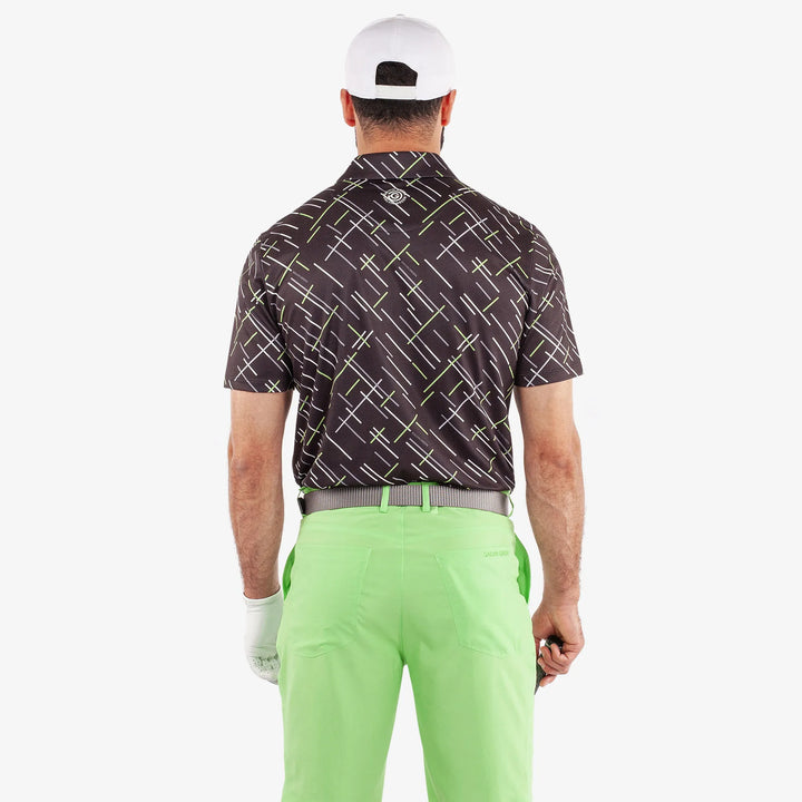 Mathias is a Breathable short sleeve golf shirt for Men in the color Black/Fresh Green(4)