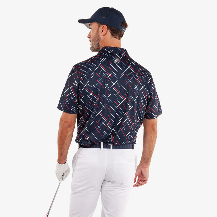 Mathias is a Breathable short sleeve golf shirt for Men in the color Navy/Red(4)