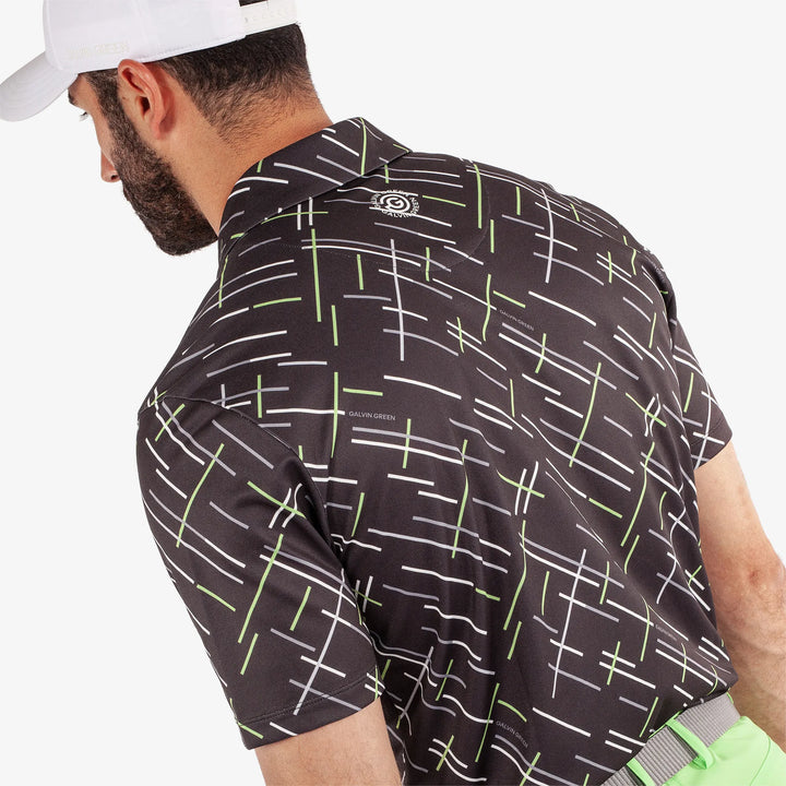 Mathias is a Breathable short sleeve golf shirt for Men in the color Black/Fresh Green(5)