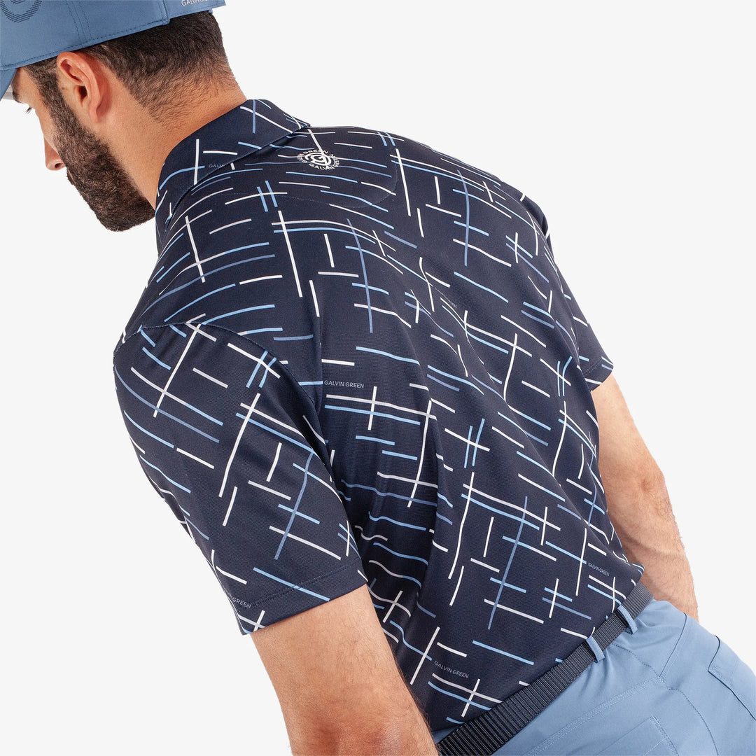 Mathias is a Breathable short sleeve golf shirt for Men in the color Navy/Moonlight Blue(5)