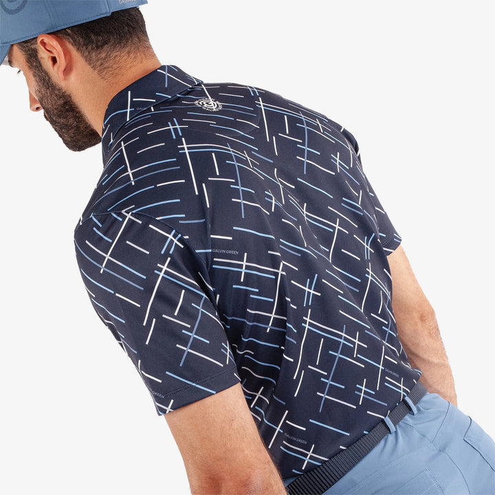 Mathias is a Breathable short sleeve golf shirt for Men in the color Navy/Moonlight Blue(5)