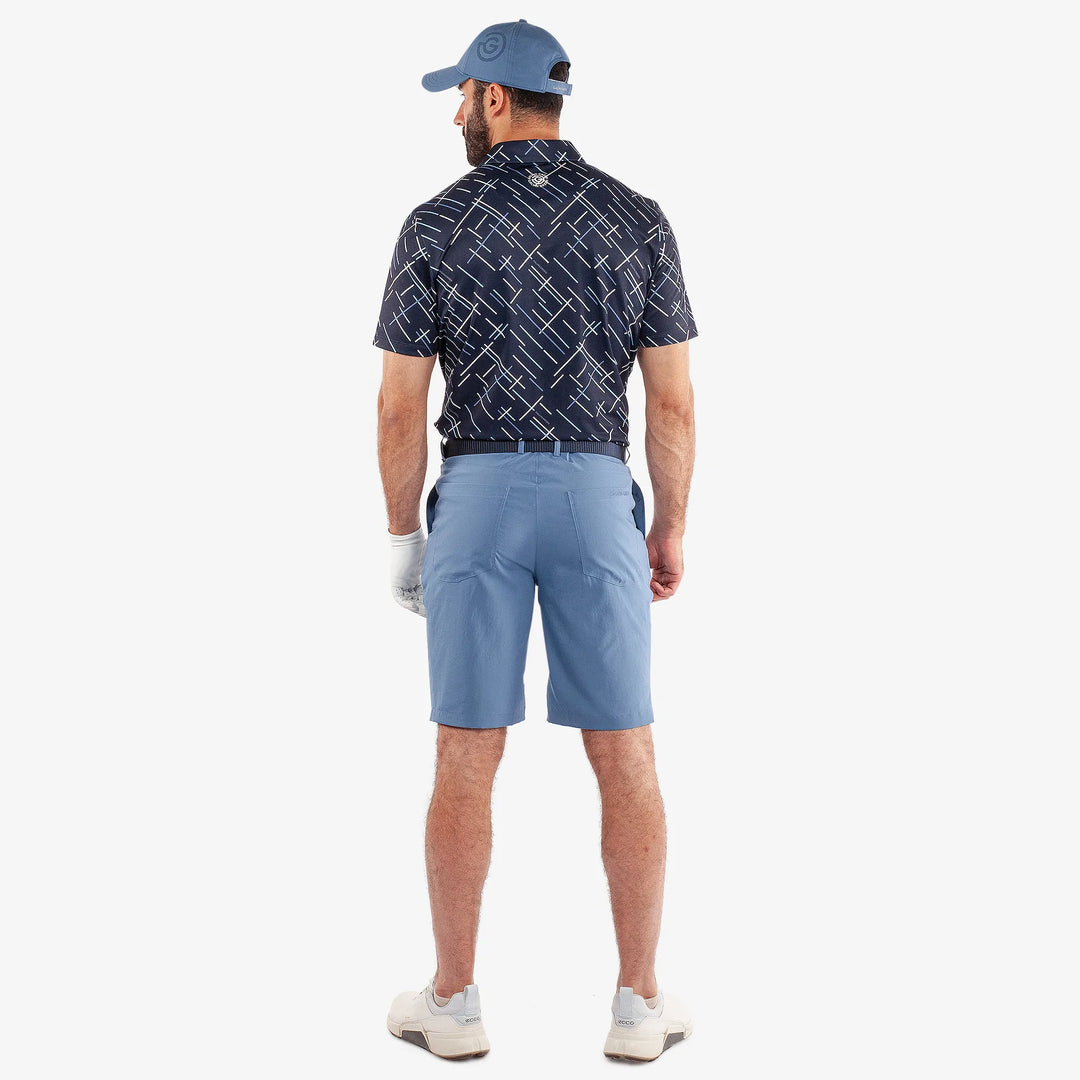 Mathias is a Breathable short sleeve golf shirt for Men in the color Navy/Moonlight Blue(6)