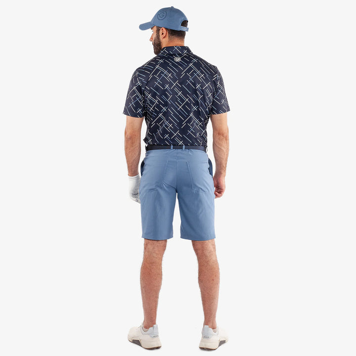 Mathias is a Breathable short sleeve golf shirt for Men in the color Navy/Moonlight Blue(6)