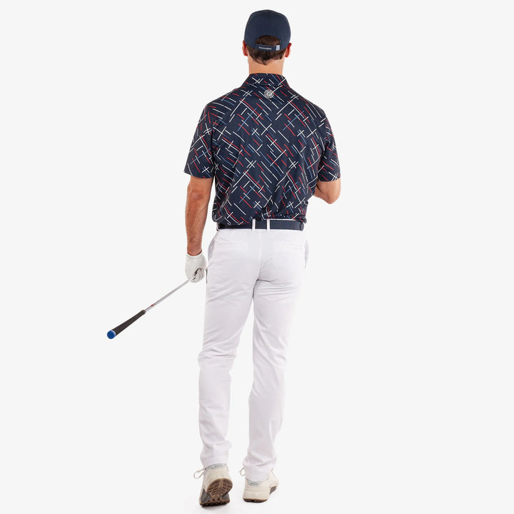 Mathias is a Breathable short sleeve golf shirt for Men in the color Navy/Red(6)