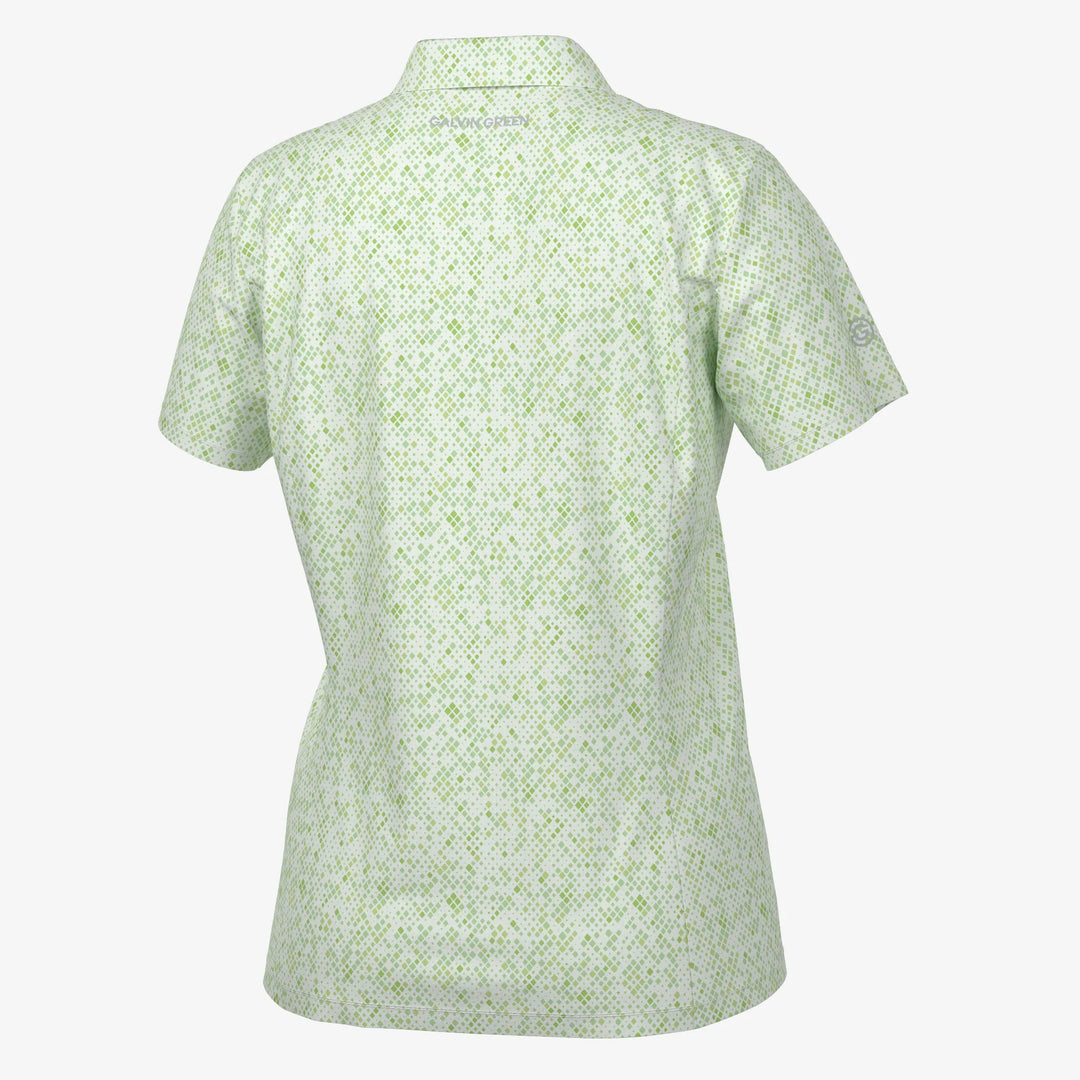 Maud is a Breathable short sleeve golf shirt for Women in the color White/Fresh Green(7)