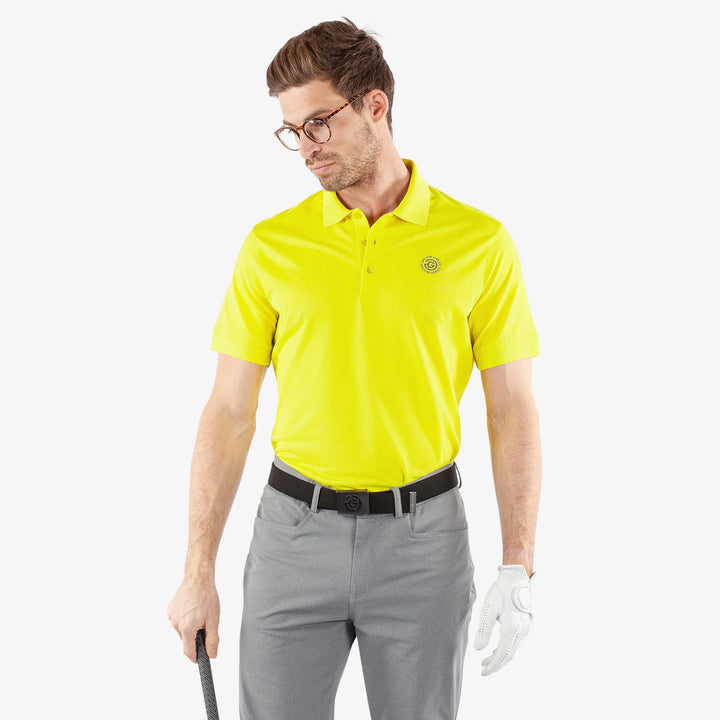 Maximilian is a Breathable short sleeve golf shirt for Men in the color Sunny Lime(1)