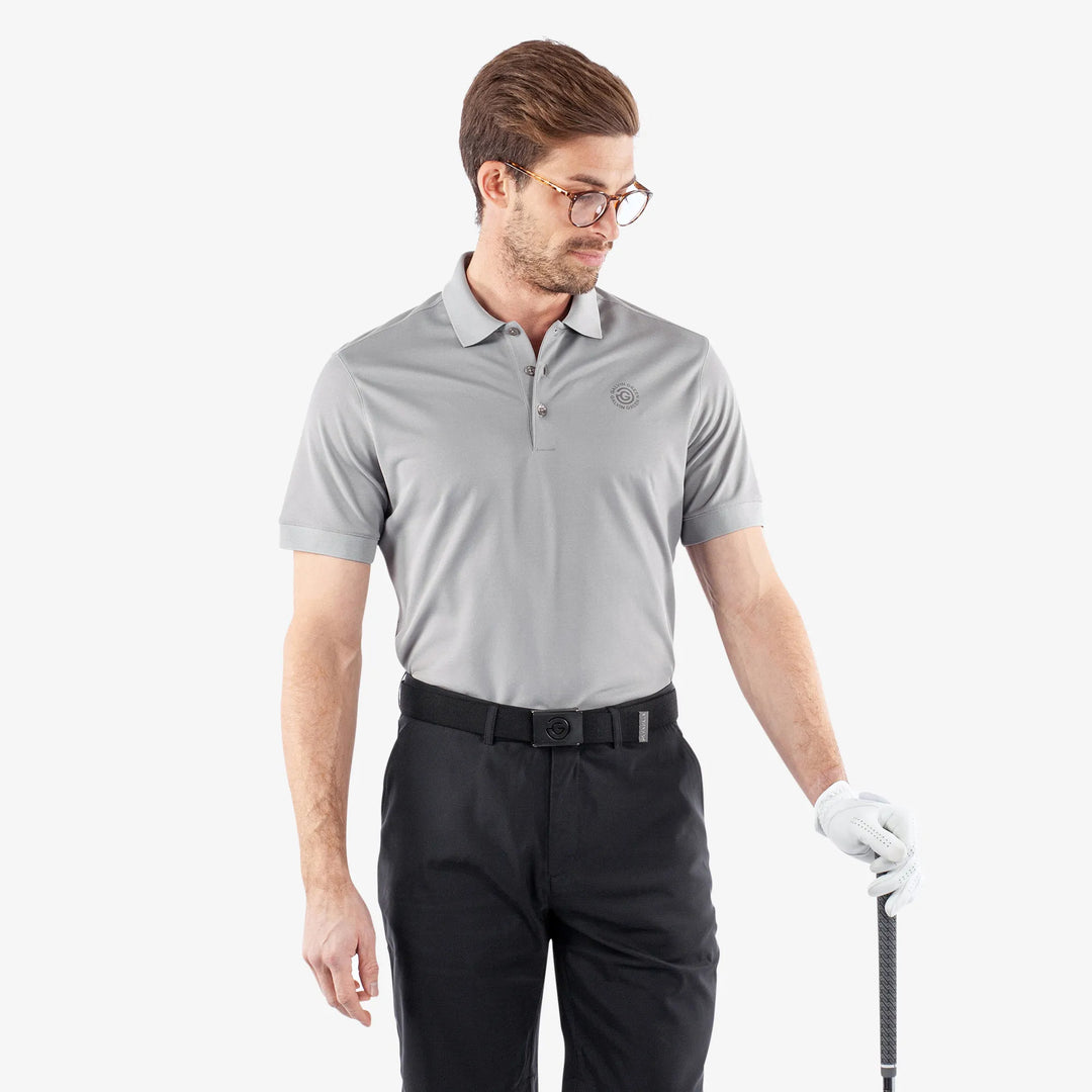 Maximilian is a Breathable short sleeve golf shirt for Men in the color Sharkskin(1)