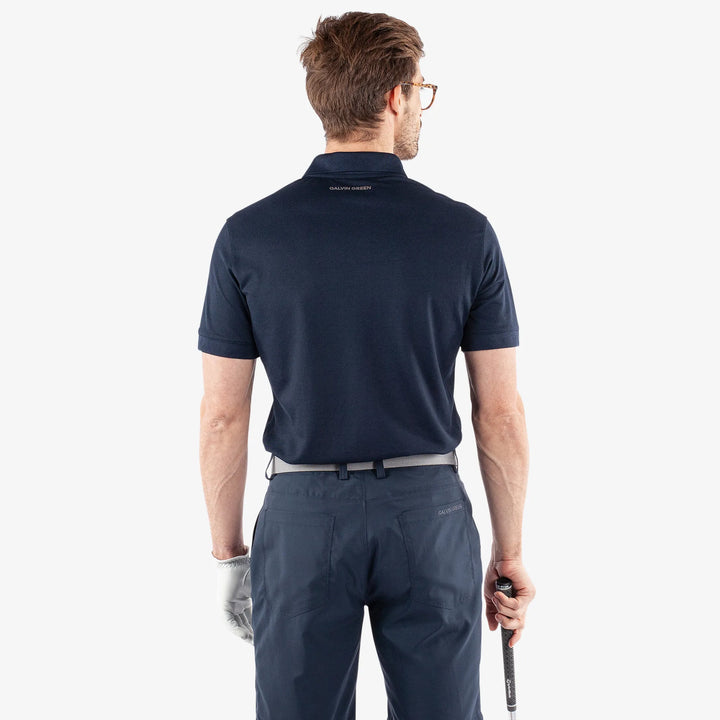 Maximilian is a Breathable short sleeve golf shirt for Men in the color Navy(5)