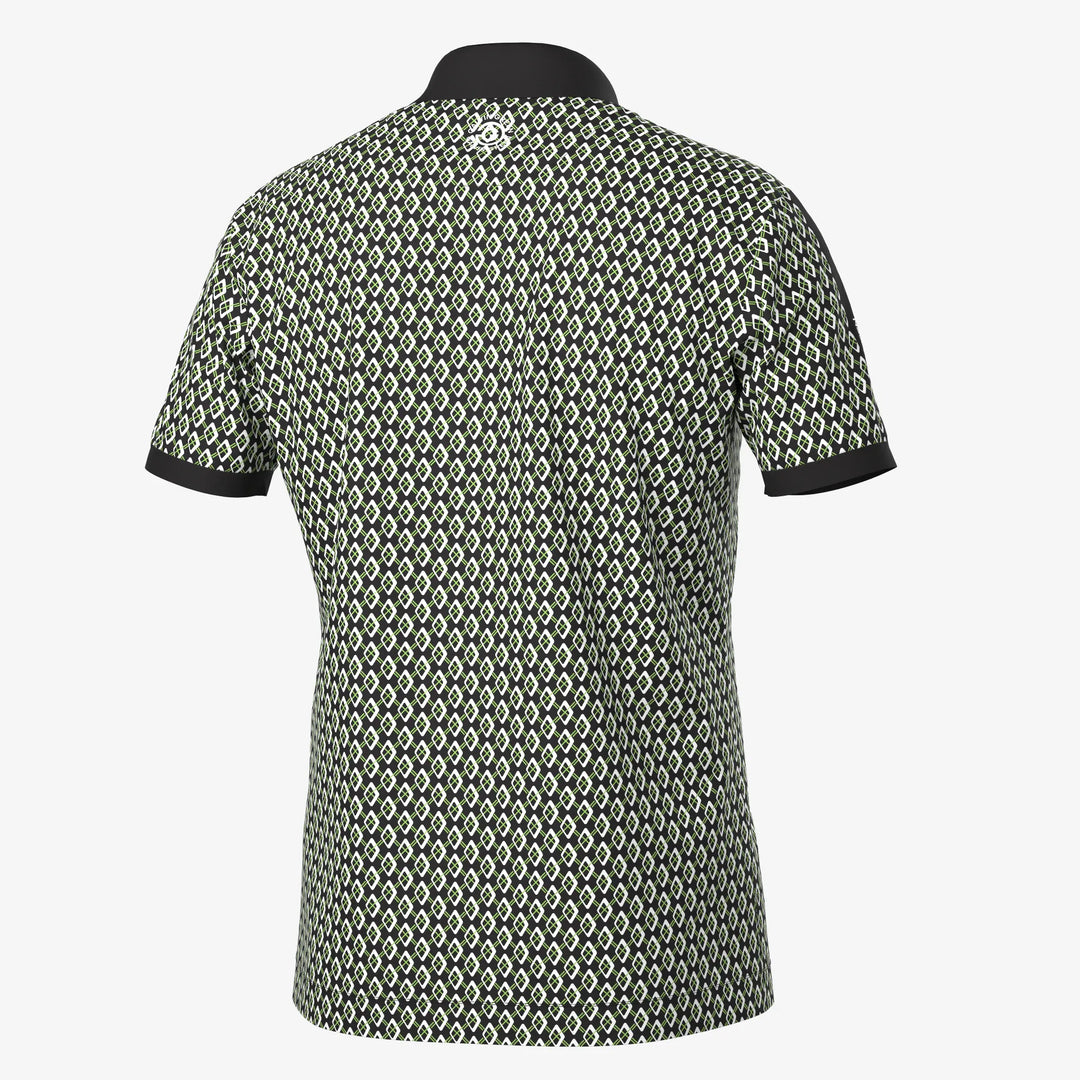Maxwell is a Breathable short sleeve golf shirt for Men in the color Black/Fresh Green(7)