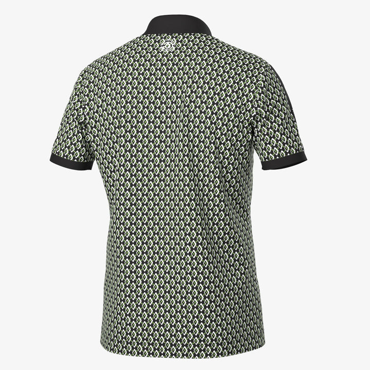 Maxwell is a Breathable short sleeve golf shirt for Men in the color Black/Fresh Green(7)