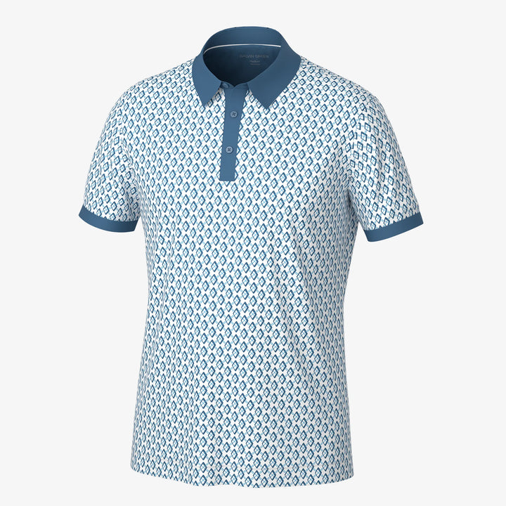 Maxwell is a Breathable short sleeve golf shirt for Men in the color Moonlight Blue/White(0)