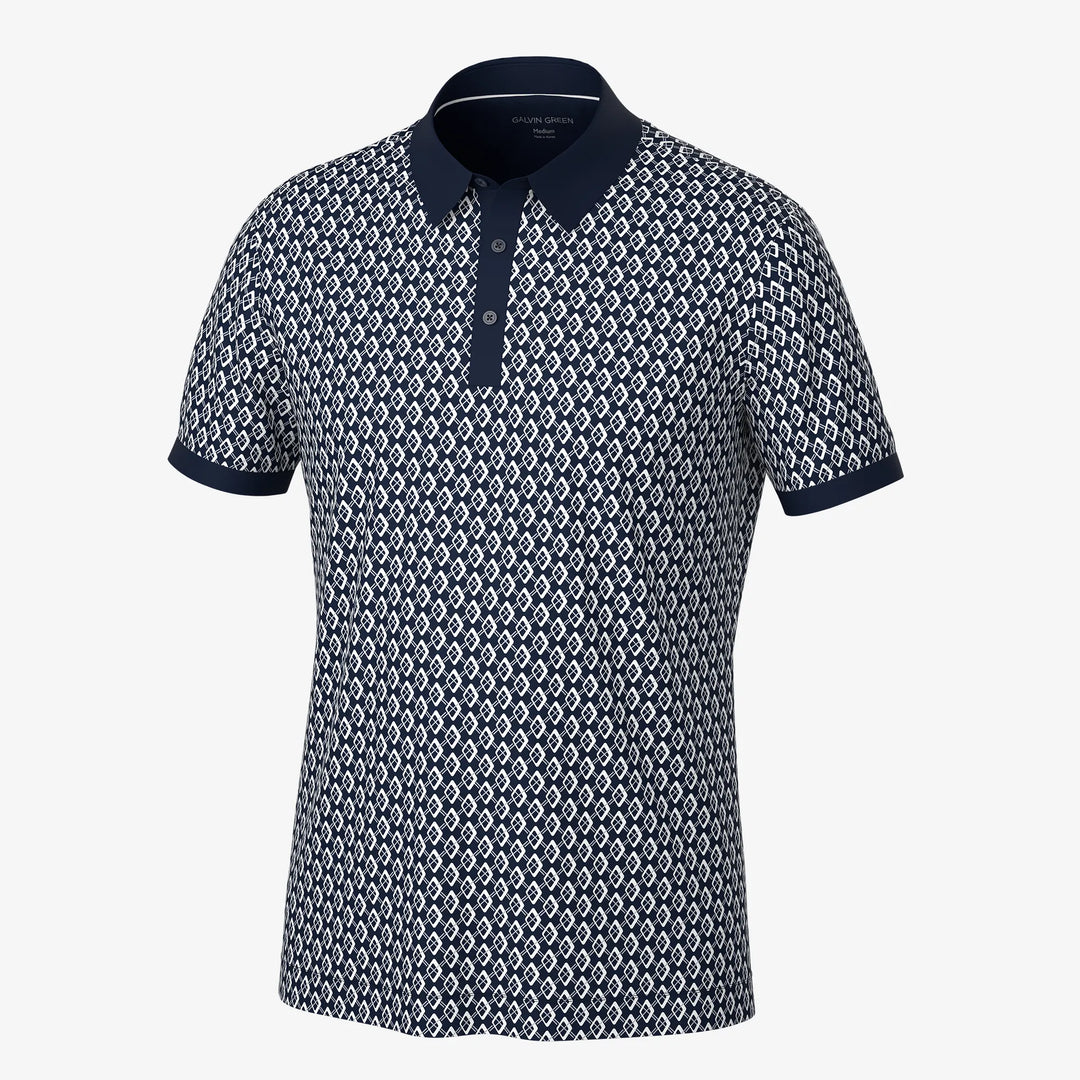 Maxwell is a Breathable short sleeve golf shirt for Men in the color Navy/Cool Grey(0)