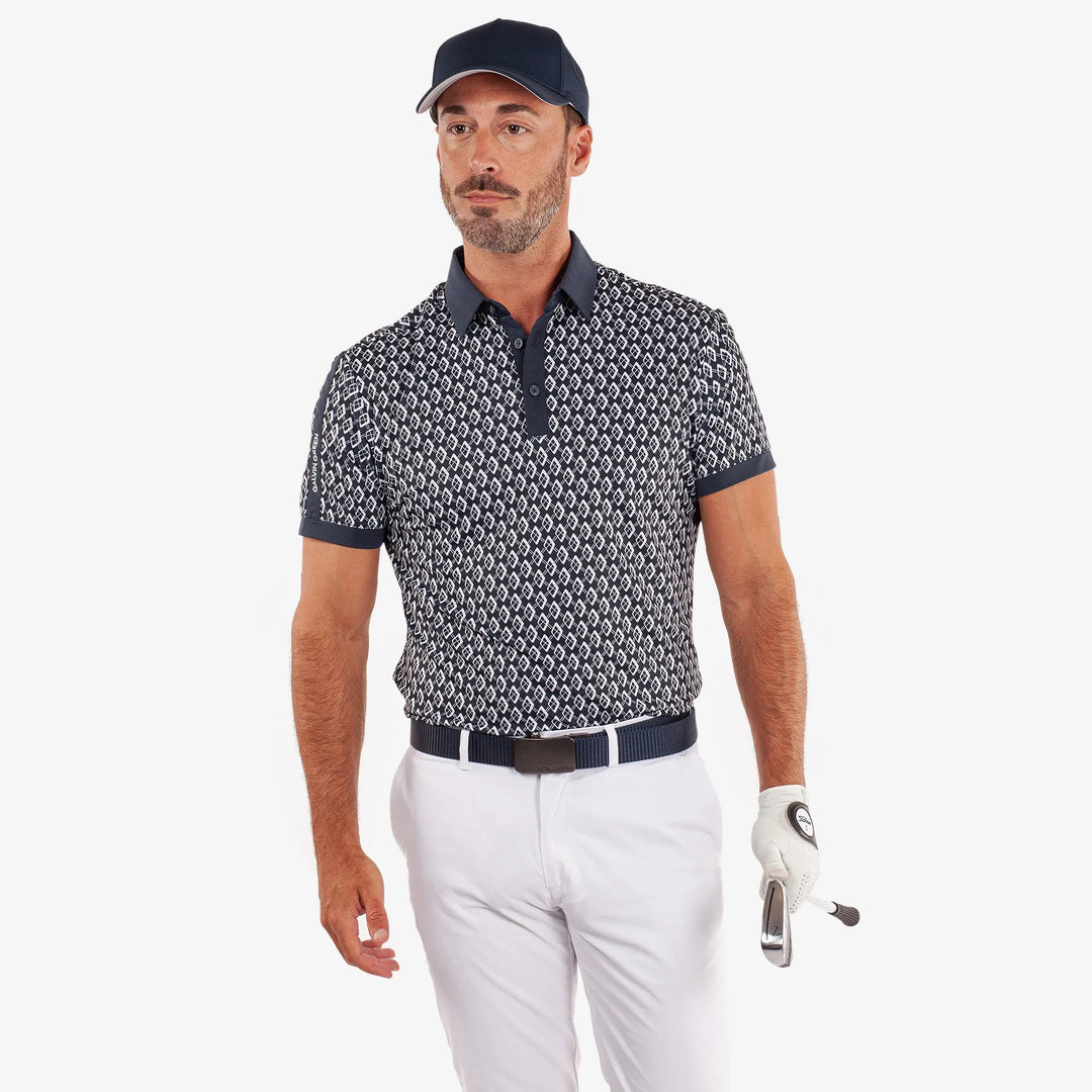 Maxwell is a Breathable short sleeve golf shirt for Men in the color Navy/Cool Grey(1)
