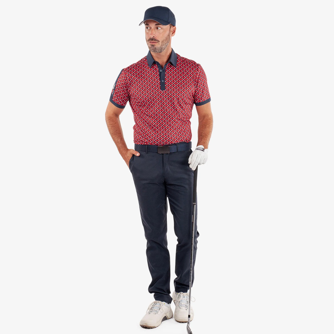 Maxwell is a Breathable short sleeve golf shirt for Men in the color Red/Navy(2)
