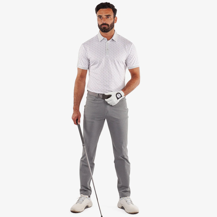 Maxwell is a Breathable short sleeve golf shirt for Men in the color Cool Grey/White(2)