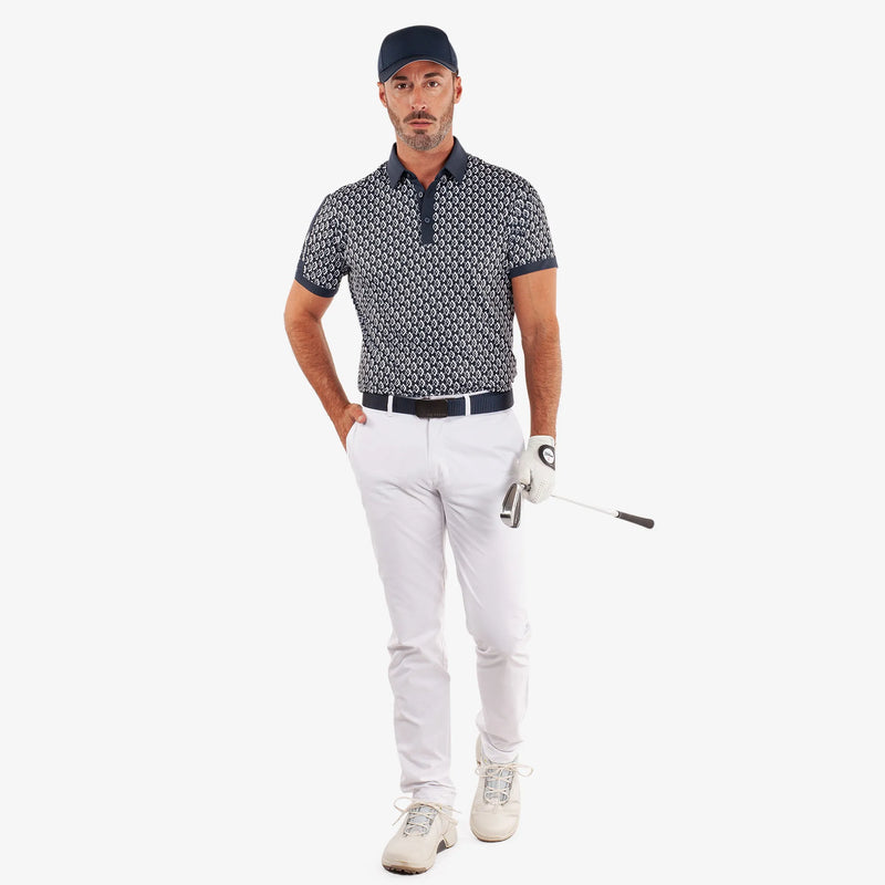 Maxwell is a Breathable short sleeve golf shirt for Men in the color Navy/Cool Grey(2)