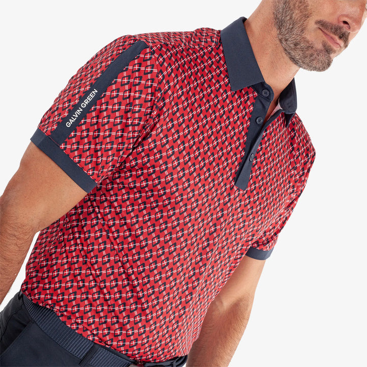Maxwell is a Breathable short sleeve golf shirt for Men in the color Red/Navy(3)