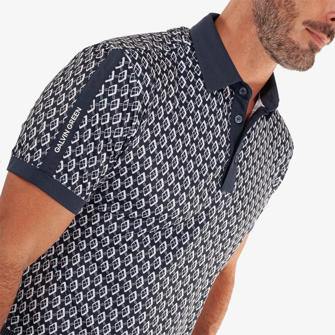 Maxwell is a Breathable short sleeve golf shirt for Men in the color Navy/Cool Grey(3)