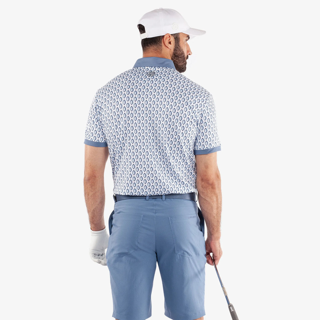 Maxwell is a Breathable short sleeve golf shirt for Men in the color Moonlight Blue/White(4)