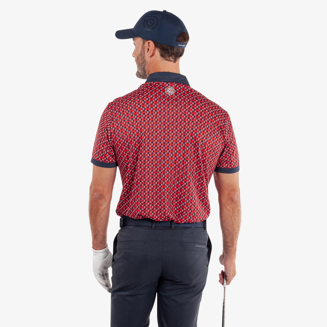 Maxwell is a Breathable short sleeve golf shirt for Men in the color Red/Navy(4)