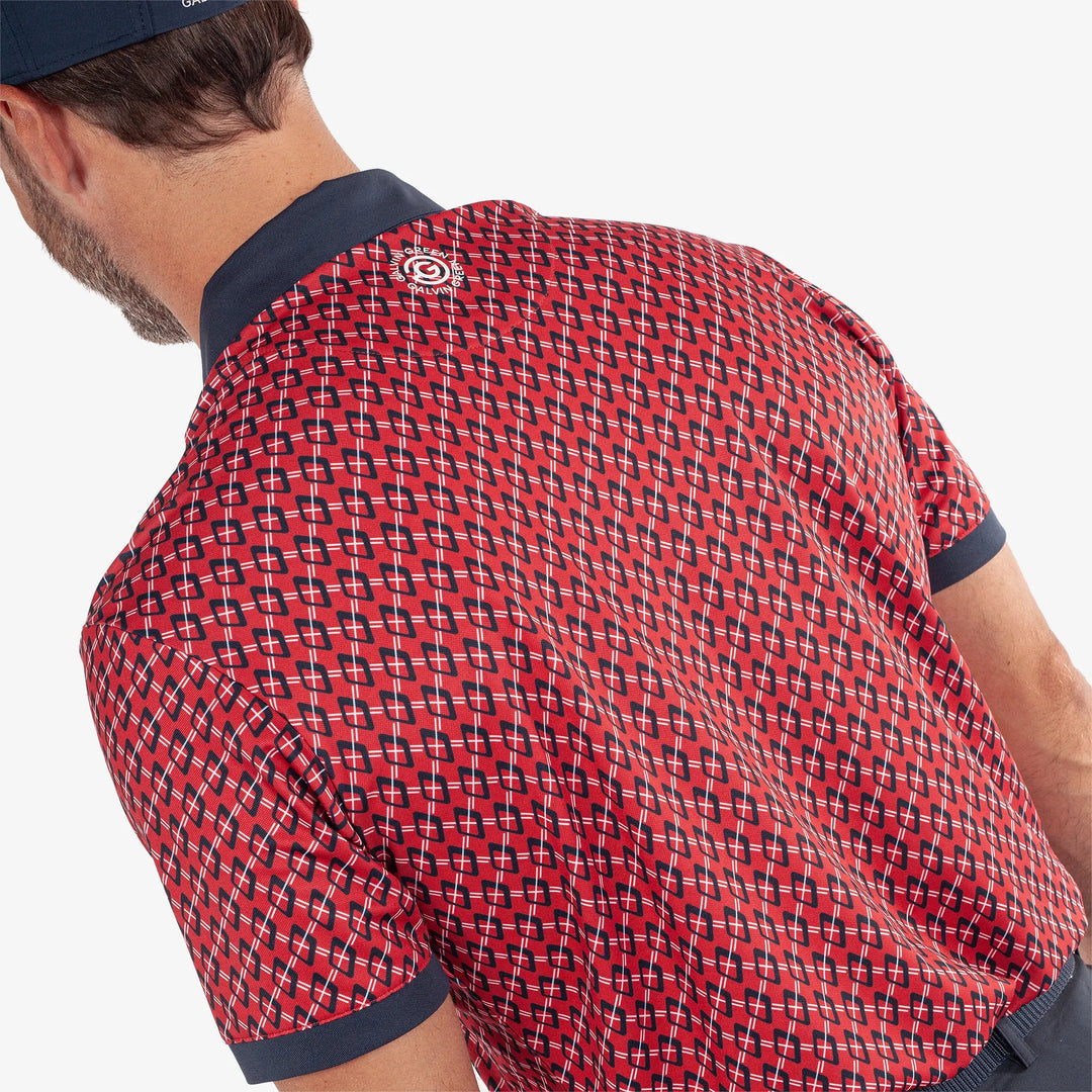 Maxwell is a Breathable short sleeve golf shirt for Men in the color Red/Navy(5)