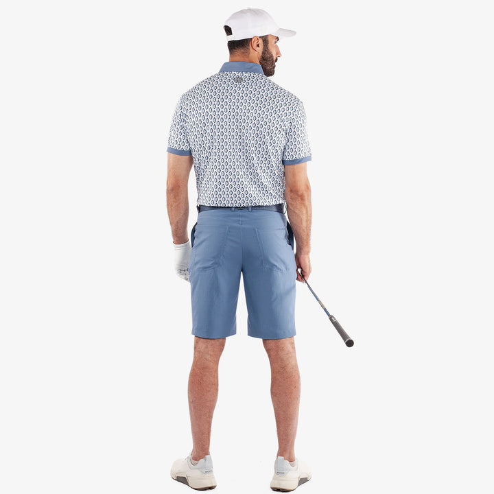 Maxwell is a Breathable short sleeve golf shirt for Men in the color Moonlight Blue/White(6)
