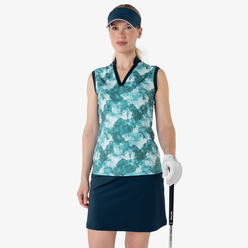Maya is a Breathable sleeveless golf shirt for Women in the color Storm Blue(1)