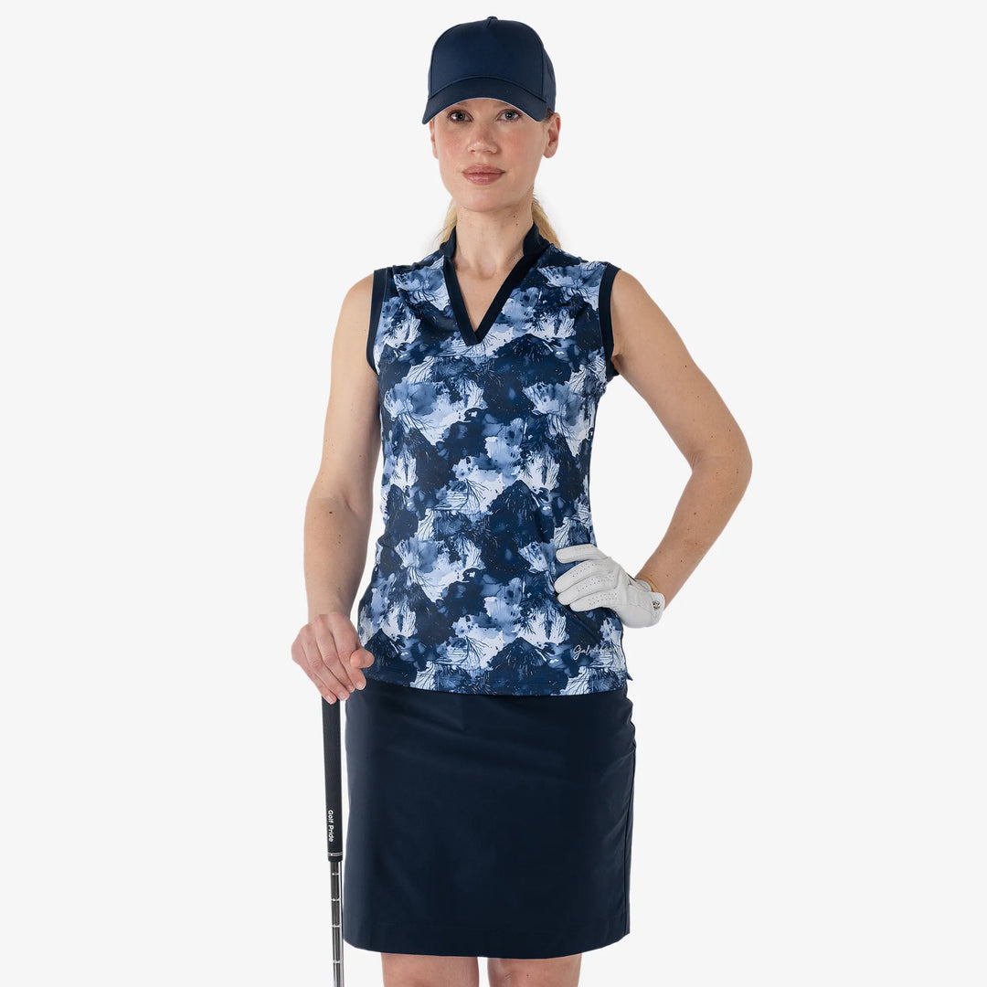 Maya is a Breathable sleeveless golf shirt for Women in the color Navy(1)
